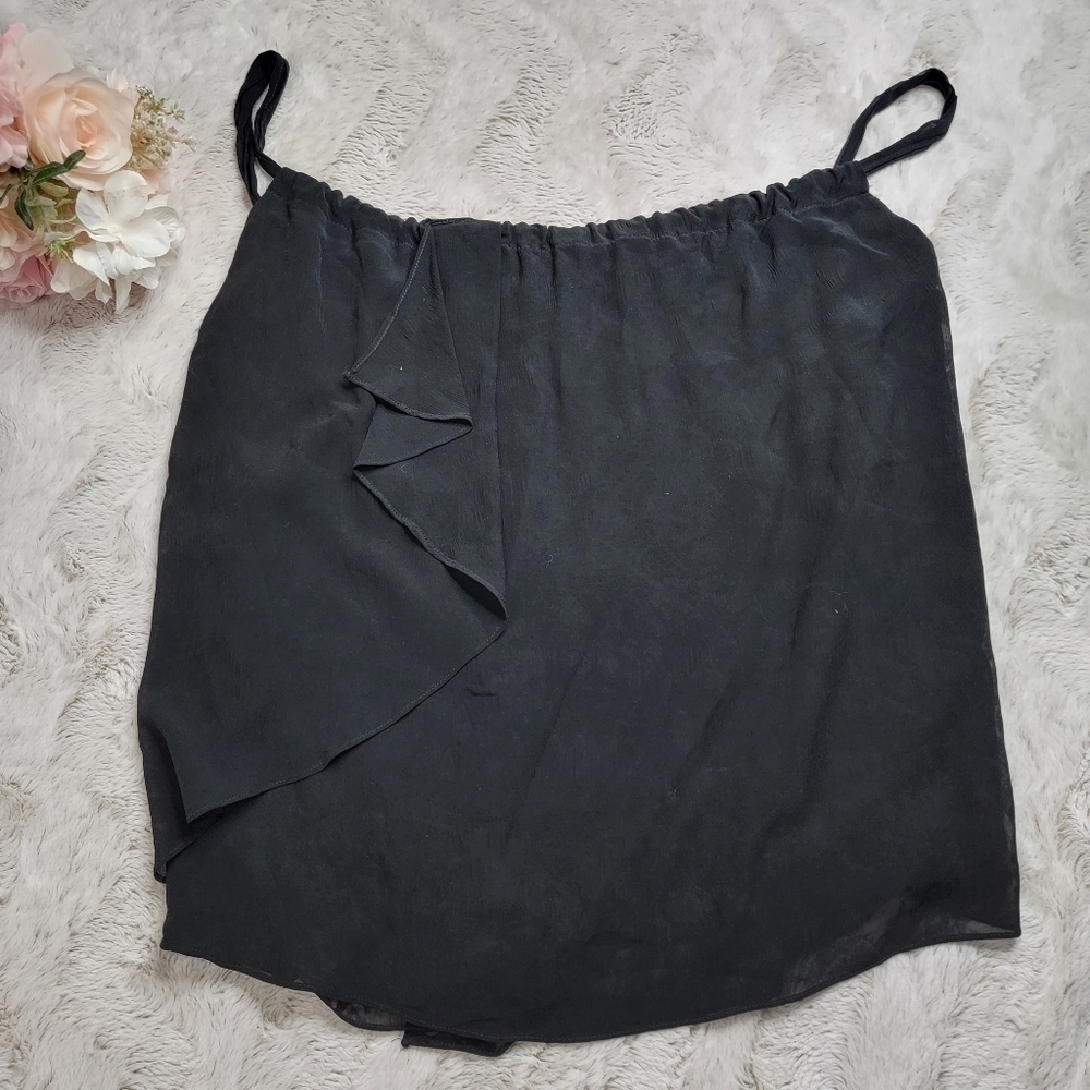 Myne Ashley Ann 100% Silk Black Sleeveless Blouse Size 4